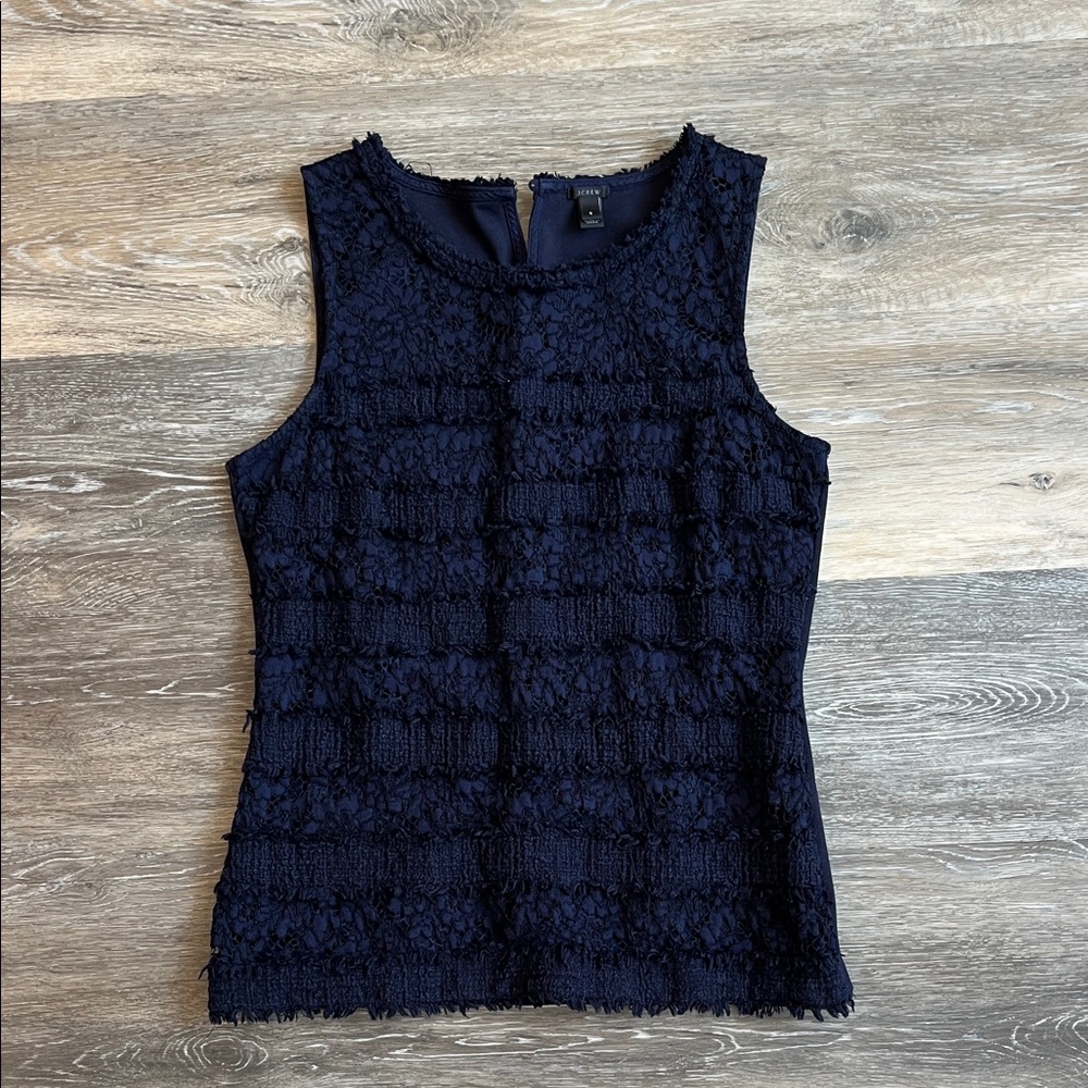 J. Crew Textured Navy Sleeveless Top